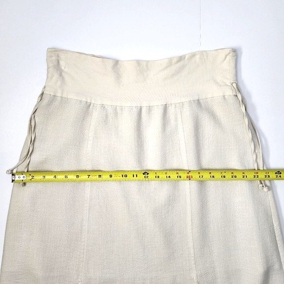 Melanie Lyne Cream Midi A-Line Slit Flowy Lined Cotton Blend Skirt Size 12 - Picture 13 of 15